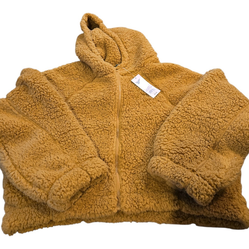 Wild Fable Women's Sz XL Brown Faux Fur Jacket Oversized Feel Hooded NWT (B-01)